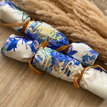 Personalised Reusable Floral Blue Christmas Crackers, 5 of 10