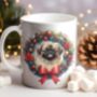 Personalised Pekingese Christmas Wreath Dog Mug, thumbnail 1 of 2