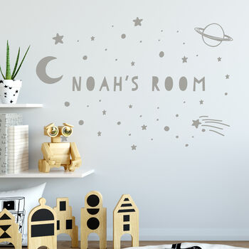 Personalised Space And Stars Wall Sticker For Bedroom, 3 of 4
