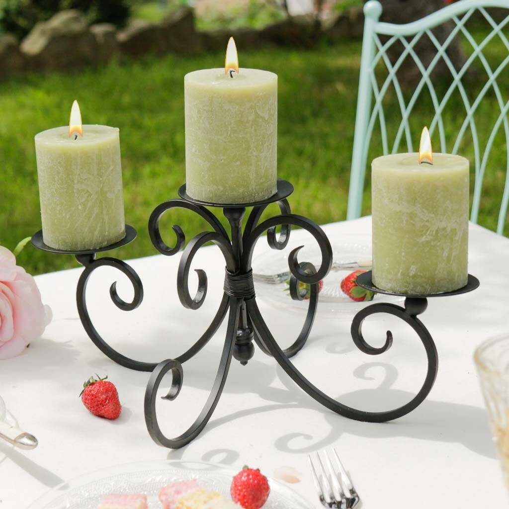 Handmade Iron Three Pillar Candle Holder By Dibor