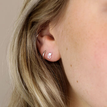 Sterling Silver Sitting Cat Stud Earrings – 8mm, 6 of 7