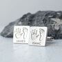 Silver Handprint And Footprint Square Cufflinks For Dad, thumbnail 2 of 7