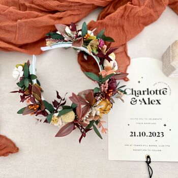 Autumnal Flower Crown Bridal Headband, 9 of 10