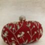 Deep Red Velvet Handcrafted Oval Clutch Bag, thumbnail 4 of 7