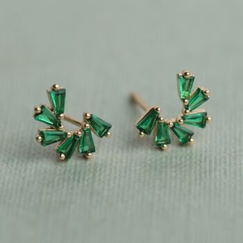 Emerald Pinwheel Stud Earrings, 7 of 7