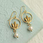 Lotus Pearl Earrings, thumbnail 2 of 9