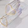 Pair Of Heart Gold Rim Champagne Glasses, thumbnail 3 of 6