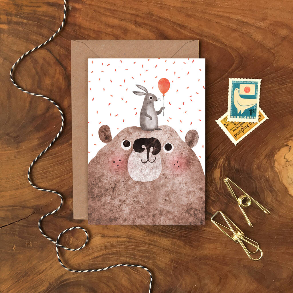 Bear And Bunny Birthday Card, 1 of 2
