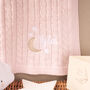 Personalised Pink Baby Blanket – Moon And Stars Name Embroidery, thumbnail 2 of 12