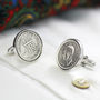 Hallmarked Sterling Silver Lucky Sixpence Cufflinks, thumbnail 2 of 7