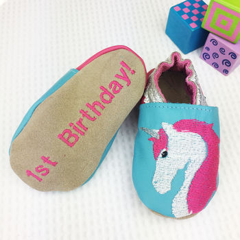 Personalised Embroidered Unicorn Baby Shoes, 3 of 5