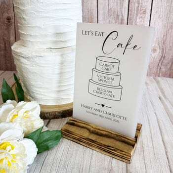 Classic Personalised Wedding Cake Sign Opaque Acrylic, 3 of 6