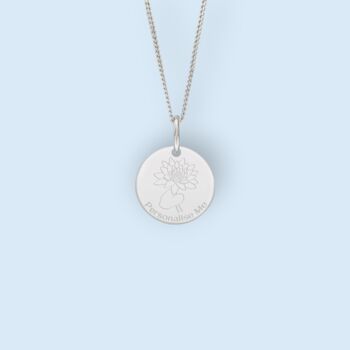 Personalised Lotus Necklace In Sterling Silver, 4 of 12
