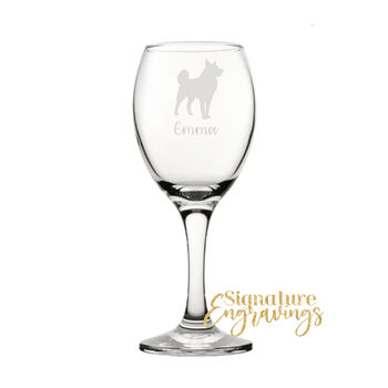 Personalised Norwegian Elkhound Dog Engraved Glass, 5 of 7