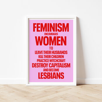 Retro Funny Feminist Wall Art Print, 7 of 8