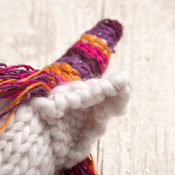 Rainbow Unicorn Christmas Baubles Intermediate Knitting Kit, 5 of 8
