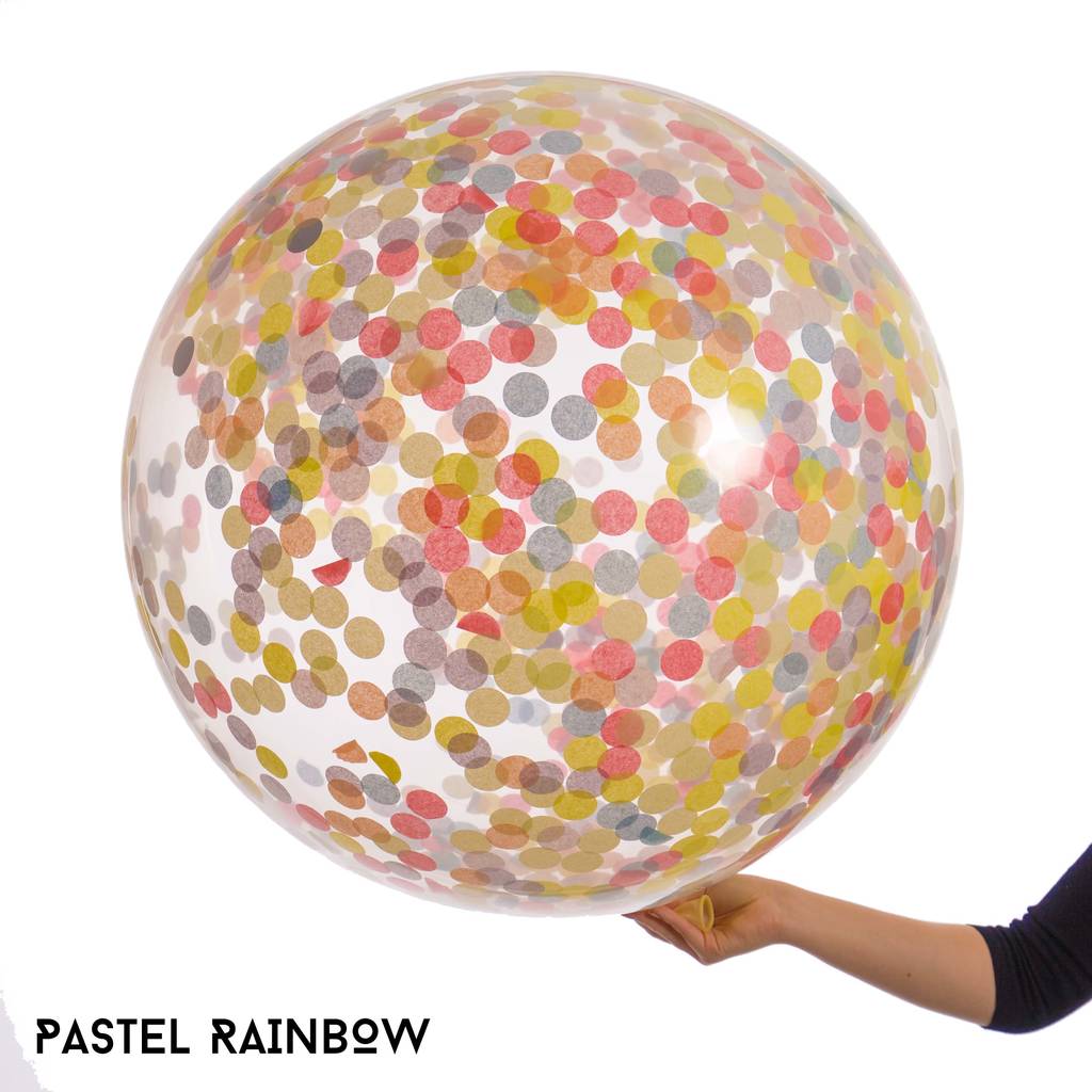 giant rainbow bright confetti filled balloon by bubblegum balloons