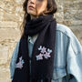 Forget Me Not Knitted Navy Scarf, thumbnail 1 of 5