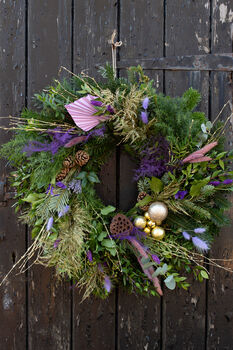 Gold And Purple Christmas Wreath Making Kit, 2 of 4