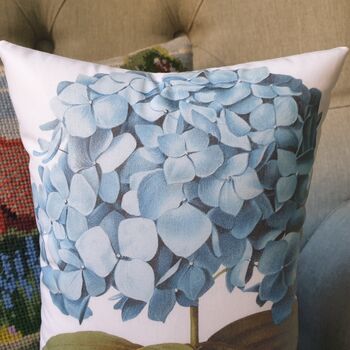 Blue Hydrangea Print Decorative Cushion, 5 of 5