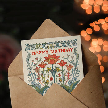 Art Nouveau Wildflowers Vintage Floral Birthday Card, 3 of 5