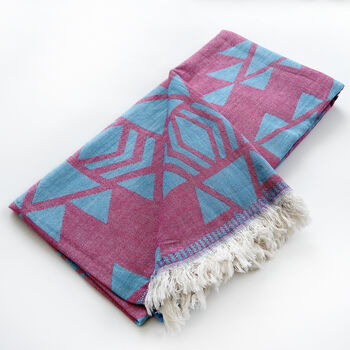 Cotton Beach Towel Shawl And Carrier Strap, Birthday Gift For Her, 8 of 12