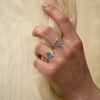 Crowned Turquoise Sterling Silver Ring, 3 of 5