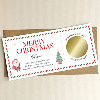 Personalised Christmas Scratch To Reveal Gift Voucher: Santa And Christmas Tree, 7 of 8