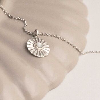 Sterling Silver Mother Of Pearl Sun Disc Necklace, 2 of 6