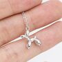 Tiny Balloon Dog Pendant Necklace In Sterling Silver, thumbnail 6 of 11
