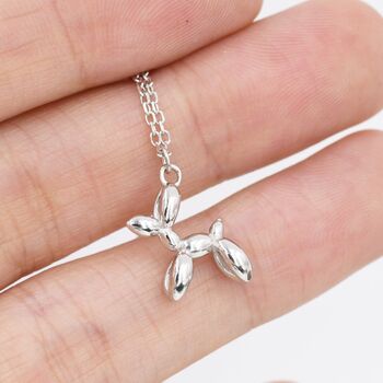 Tiny Balloon Dog Pendant Necklace In Sterling Silver, 6 of 11