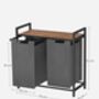 Two Compartment Grey Laundry Hamper Basket, thumbnail 8 of 9