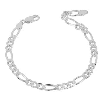 Mens Sterling Silver Figaro Chain Bracelet, 6 of 10