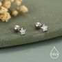 Sterling Silver Cz Star 18g Ball Back Screw Back Earrings, thumbnail 1 of 11