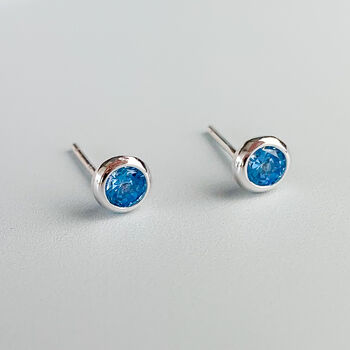 Sterling Silver Pink Or Blue Crystal Stud Earrings, 3 of 4