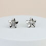 Silver Crystal Flower Stud Earrings, thumbnail 2 of 3