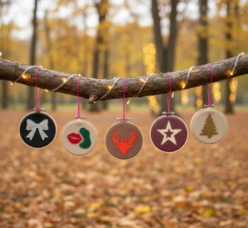 Upcycled Leather Christmas Tree Decoration Hoop, 2 of 9