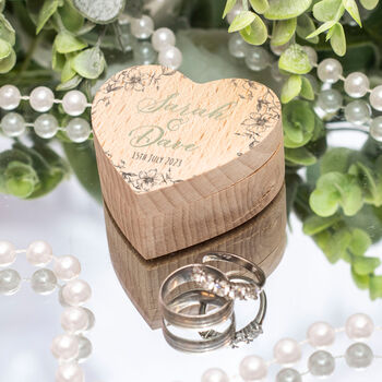 Country Garden Printed Wooden Heart Wedding Ring Box, 2 of 3