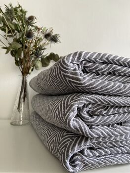 Grey Herringbone Soft Cotton Bedspread, 4 of 8
