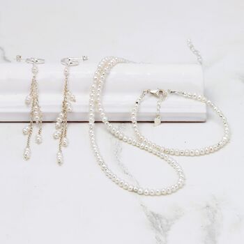 Pearl Chain Drop Hoop Earrings, 10 of 10