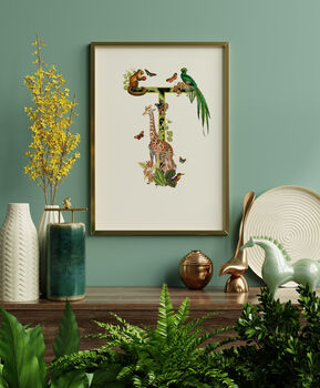 Personalised Jungle Animal Initial Letter Giclee Print, 10 of 11