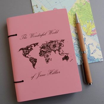Personalised 'Wonderful World' Leather Travel Journal, 10 of 11
