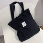 Black Corduroy Tote Shoulder Bag, Lightweight School Bag, thumbnail 5 of 11