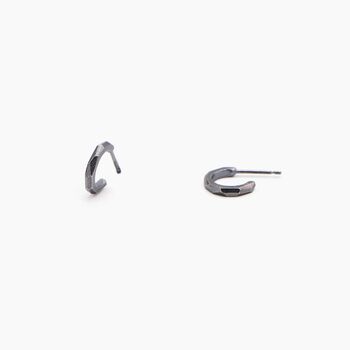 Geometric Faceted Open Hoop Sterling Silver Earrings S, 5 of 8