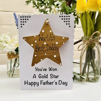 Personalised Father's Day Gold Star Keepsake Gift Card, 2 of 4