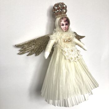 Christmas Angel Decoration Gold Winged Girl, 3 of 4