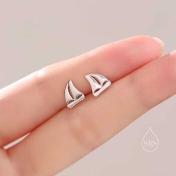 Sterling Silver Sailing Boat Stud Earrings, 6 of 11