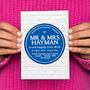 Personalised Blue Plaque Wedding Card, thumbnail 1 of 3