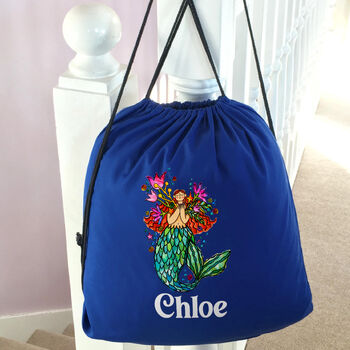 Personalised Mermaid Drawstring Pe Kit Bag, 4 of 5