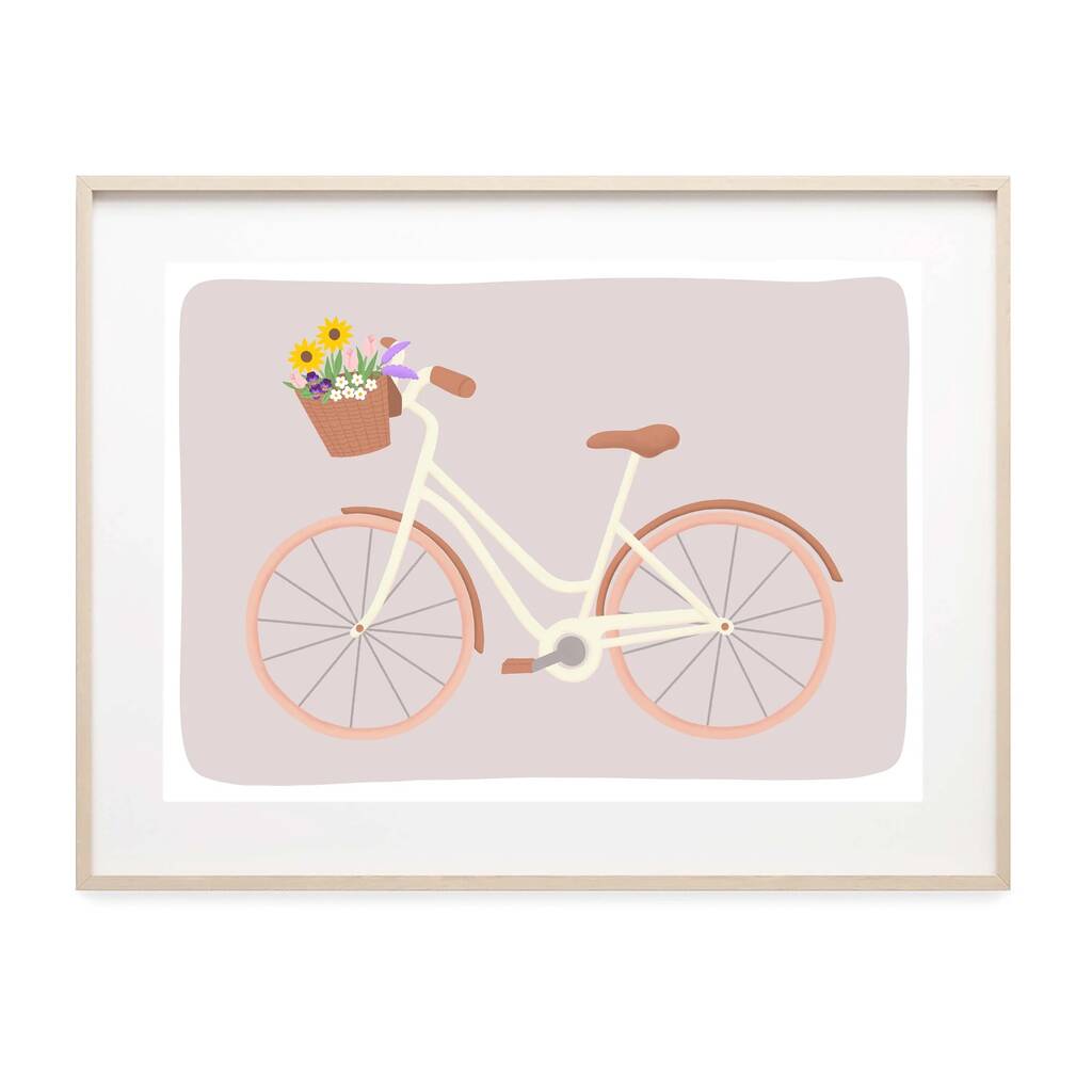 Wildflower Bike Art Print By paigesillustrations